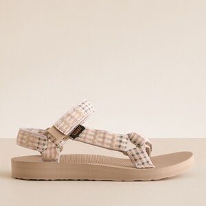 Teva Women's Plaid Sandals in Cream and Tan